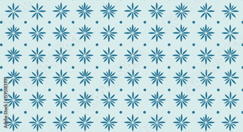 A repeating pattern of stylized blue snowflakes on a light blue background with subtle dots creating a wintery aesthetic