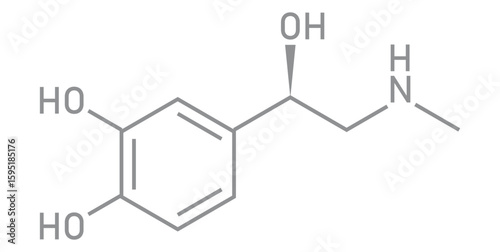 chemical structure of adrenaline or epinephrine.