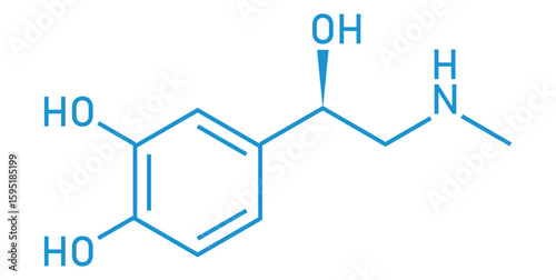 chemical structure of adrenaline or epinephrine.