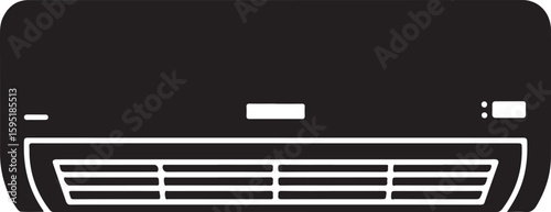 Modern split system air conditioner unit displayed as a clean black silhouette