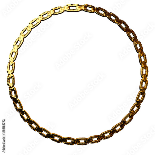 GOLD chain creating perfect circle on white background