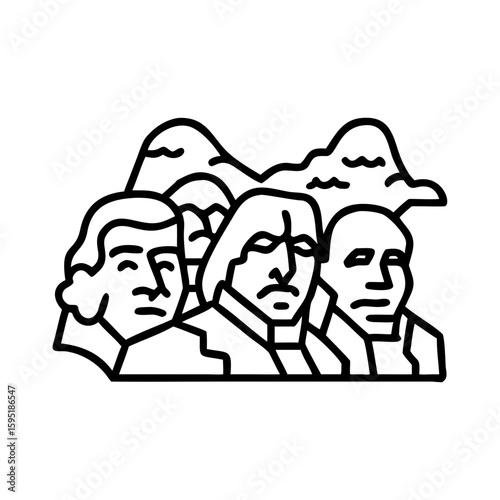 Mount Rushmore National Memorial: Presidential Line Art