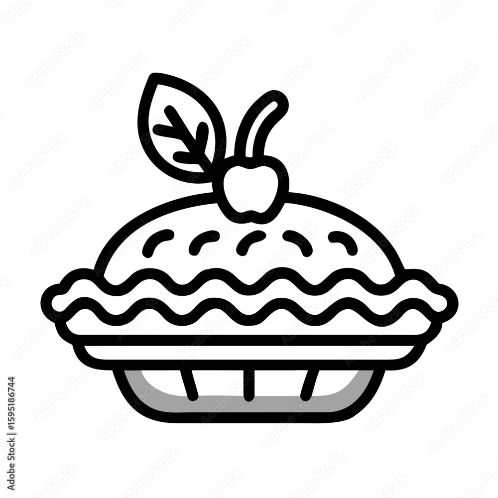 Iconic Apple Pie Illustration with Leaf Detail Iconic Apple Pie Illustration with Leaf Detail