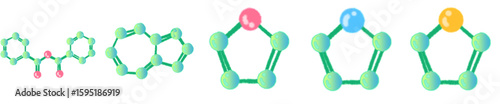 Cartoon Style Green Molecular Structure for Science Education and Chemistry Illustration
