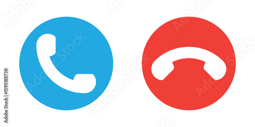Call accept and decline icon. phone dial, answer and end buttons for apps and UI design. Transparent PNG and vector illustration.