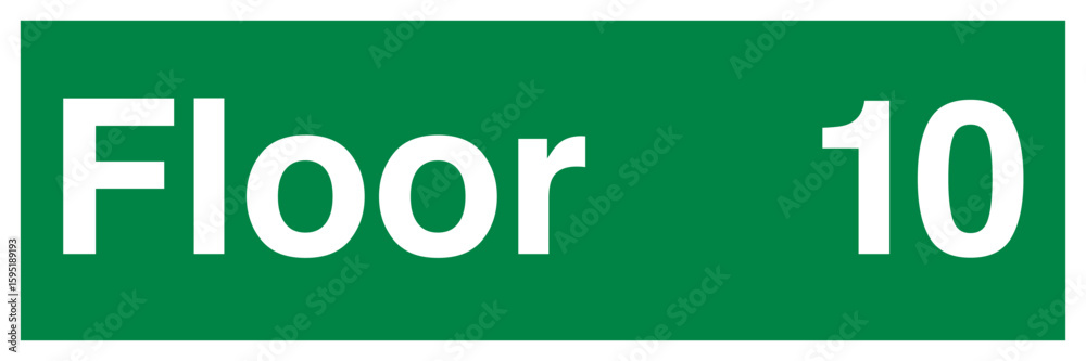 Green Floor 10 Identification Sign Green Floor 10 Identification Sign
