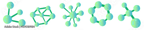 Cartoon Style Green Molecular Structure for Science Education and Chemistry Illustration