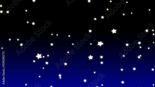 Animated White Stars Falling on Gradient Black and Blue Background Loop Perfect for Festive and Celebratory Visuals Shining Night Sky Wallpaper with Motion Graphics