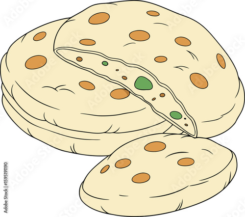 Freshly Baked Naan Bread with Golden Brown Spots – Authentic Flatbread Image