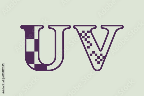 Stylized UV Coordinate Typography with Checker and Pixel Patterns for 3D Texturing Concepts