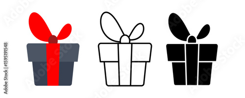 Gift box icon. Present giftbox outline, bonus gift box or holiday package vector illustration