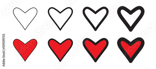 Heart vector icon. Love simple outline, red valentine symbol, heart shape, like design