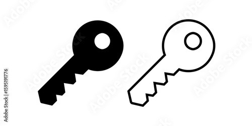 Key simple icon. Lock door pictogram, house or keyword vector symbol, password or success