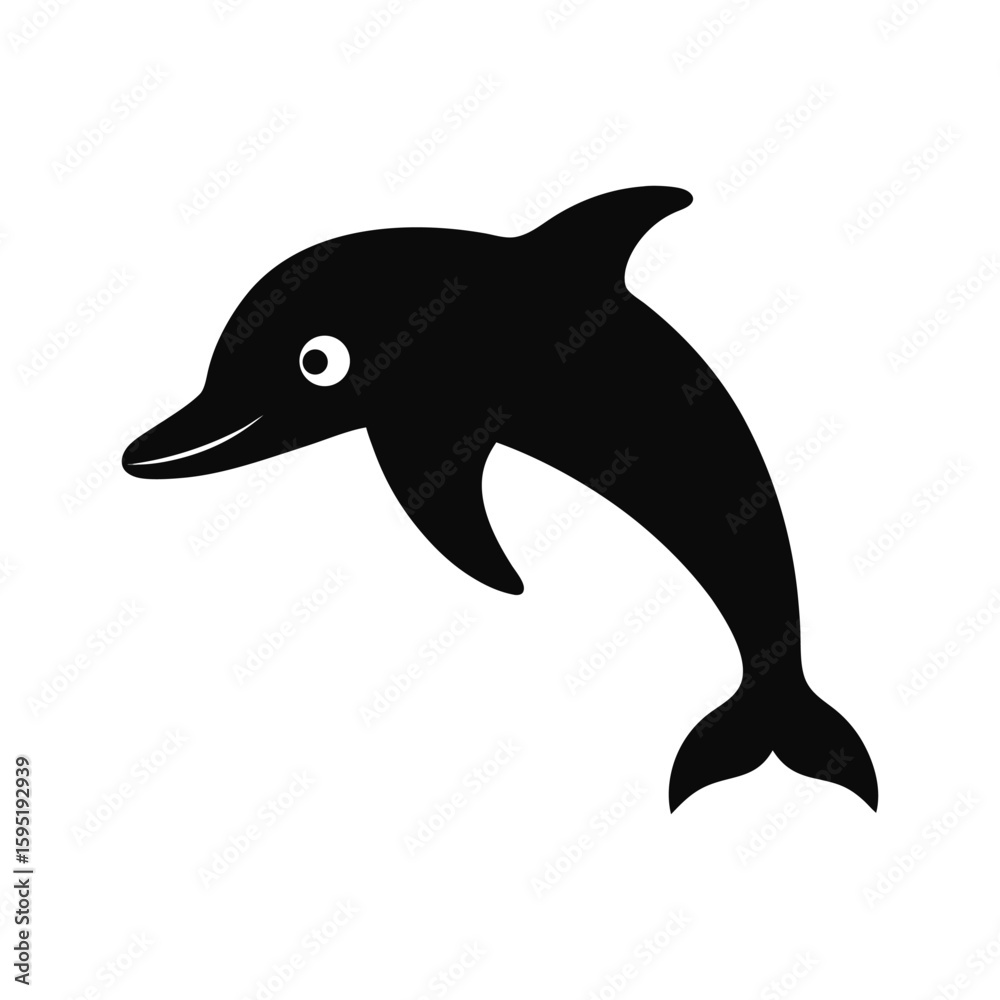 Fototapeta premium Silhouette vector of a dolphin with streamlined shape for aquatic and marine life theme Vector illustration