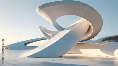 Wallpaper Mural Curved Abstract Building with Reflective Floor Torontodigital.ca
