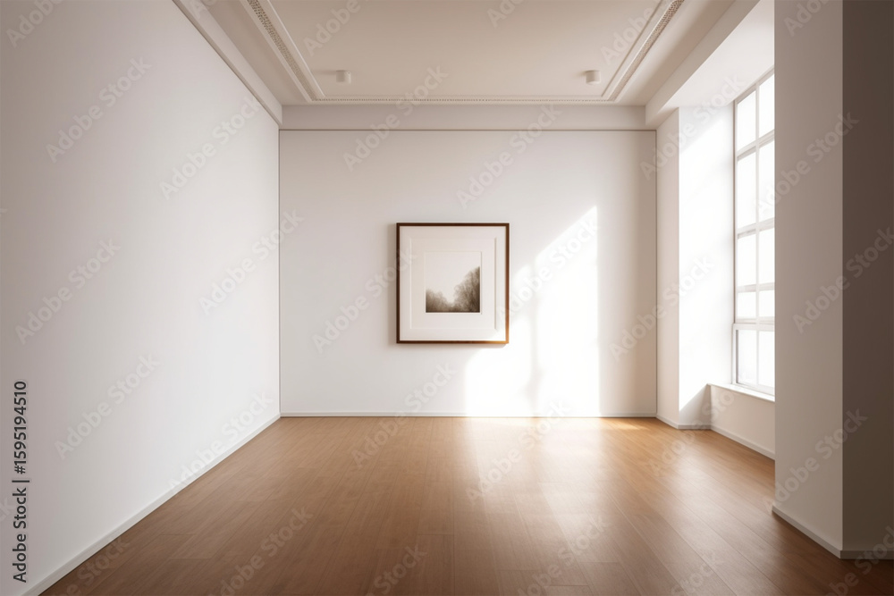Obraz premium Frame Mockup - Empty Canvas with Plant Shadows - Minimal Wall Scene 
