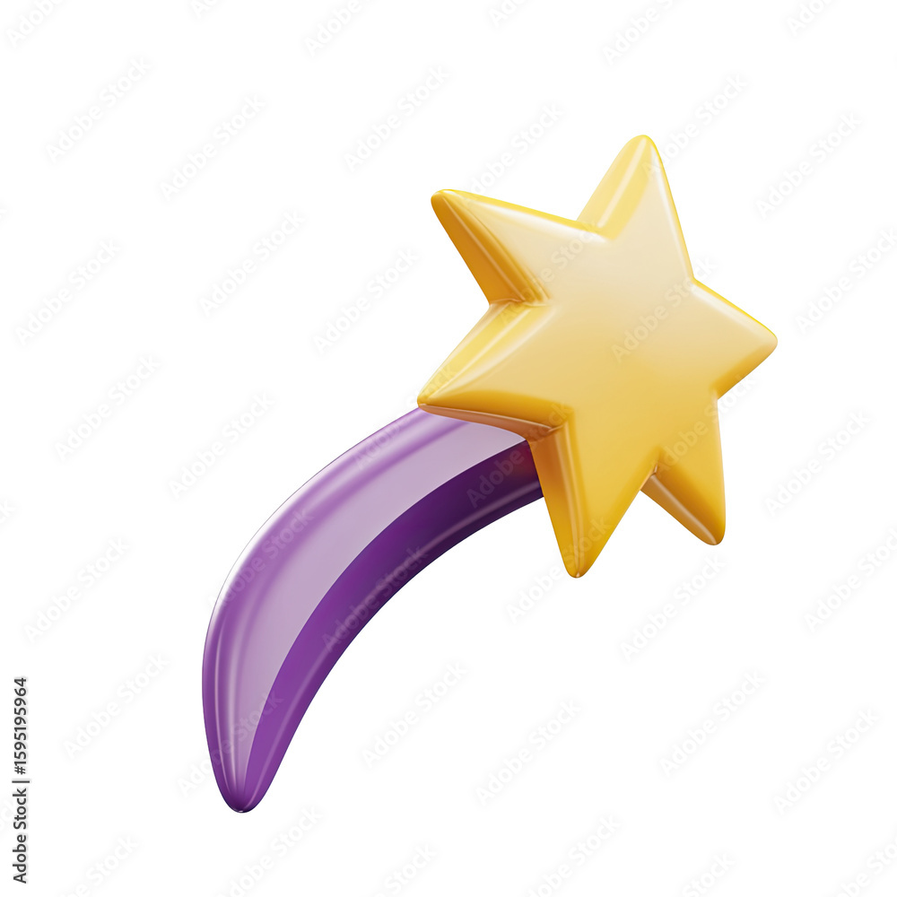 Obraz premium 3D rendered star with a purple tail
