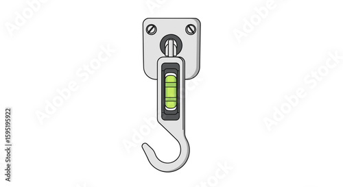  Wall hook with built-in bubble level realistic illustration
