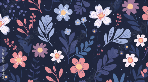 Wallpaper Mural seamless pattern with flowers Torontodigital.ca