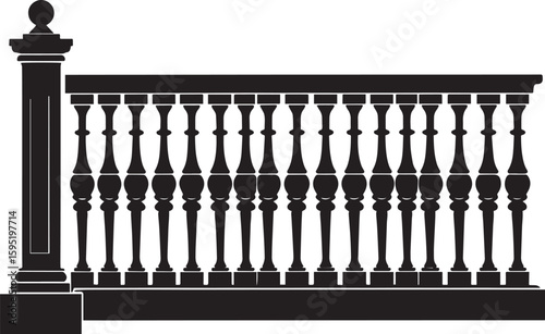 Ating Balustrade Silhouette in Classic Style Vector Illustration