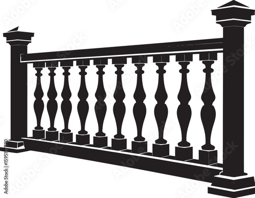 Ating Balustrade Silhouette in Classic Style Vector Illustration