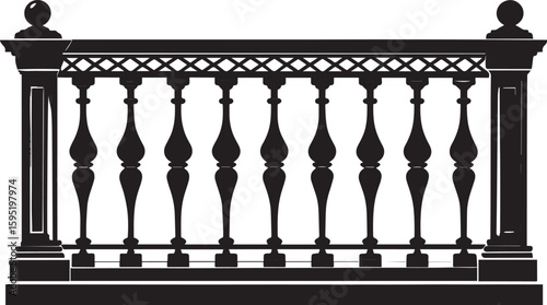 Ating Balustrade Silhouette in Classic Style Vector Illustration