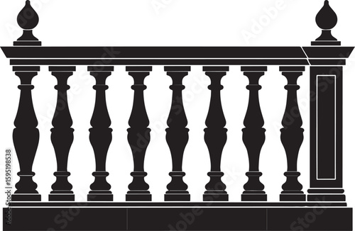 Ating Balustrade Silhouette in Classic Style Vector Illustration