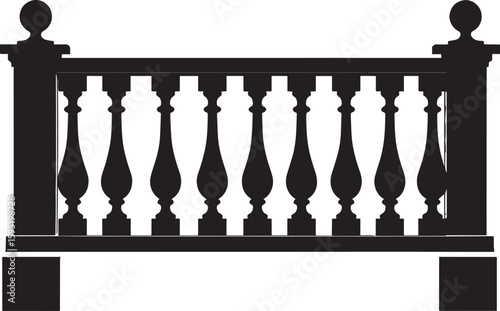 Ating Balustrade Silhouette in Classic Style Vector Illustration
