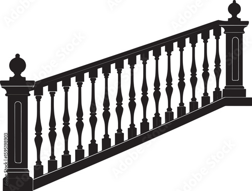 Ating Balustrade Silhouette in Classic Style Vector Illustration