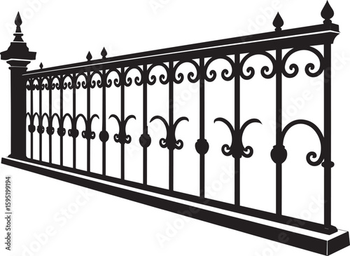 Ating Balustrade Silhouette in Classic Style Vector Illustration