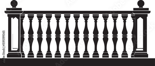 Ating Balustrade Silhouette in Classic Style Vector Illustration