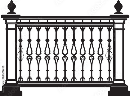 Ating Balustrade Silhouette in Classic Style Vector Illustration