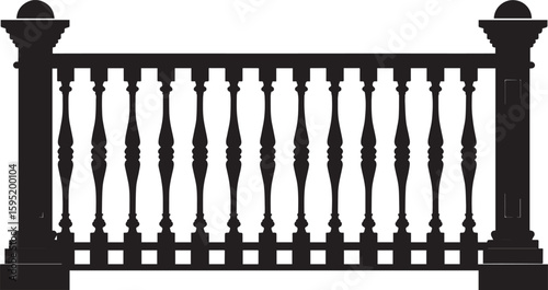 Ating Balustrade Silhouette in Classic Style Vector Illustration