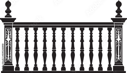Ating Balustrade Silhouette in Classic Style Vector Illustration