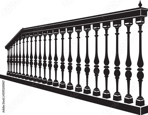 Ating Balustrade Silhouette in Classic Style Vector Illustration