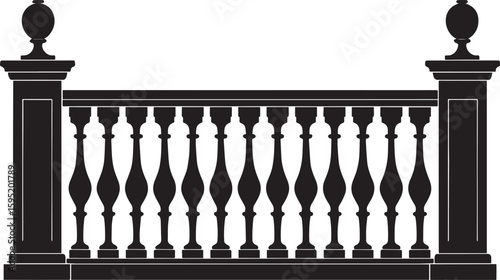 Ating Balustrade Silhouette in Classic Style Vector Illustration