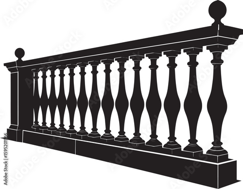 Ating Balustrade Silhouette in Classic Style Vector Illustration