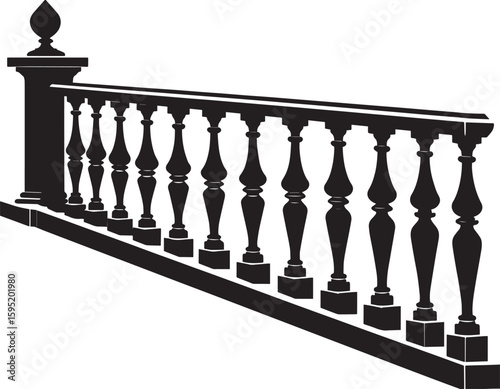 Ating Balustrade Silhouette in Classic Style Vector Illustration