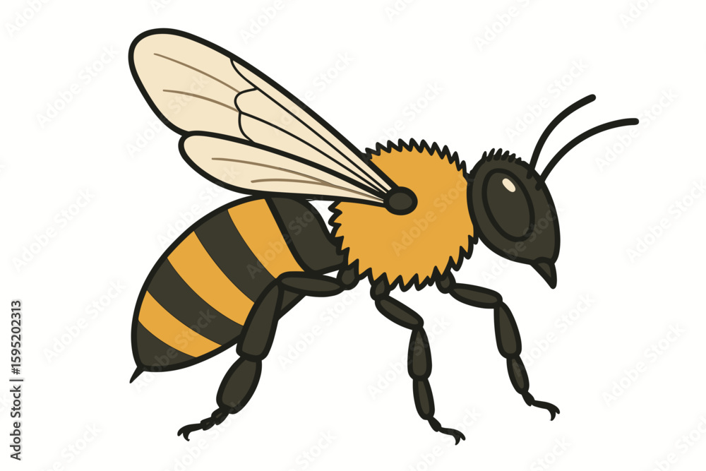 Fototapeta premium Honeybee Anatomy Diagram - Side View