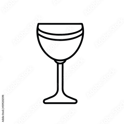 Minimalist Wine Glass Icon – Black and White Outline Vector Illustration
