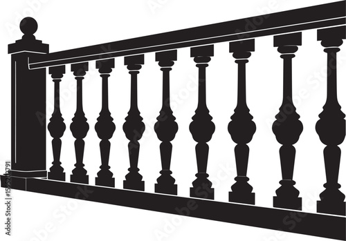 Ating Balustrade Silhouette in Classic Style Vector Illustration