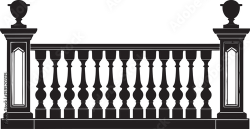 Ating Balustrade Silhouette in Classic Style Vector Illustration