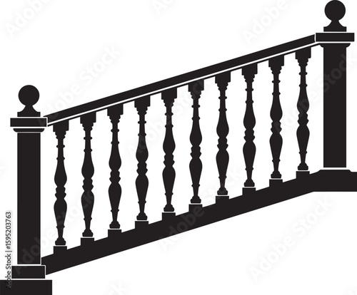 Ating Balustrade Silhouette in Classic Style Vector Illustration