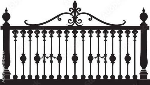 Ating Balustrade Silhouette in Classic Style Vector Illustration