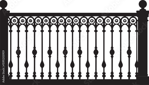 Ating Balustrade Silhouette in Classic Style Vector Illustration
