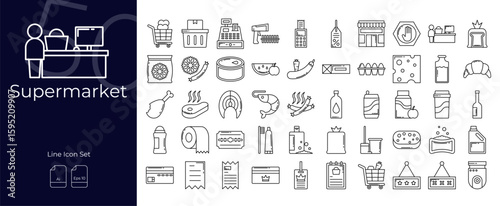 Supermarket Line Editable Icons set. Vector illustration in modern thin line style of Supermarket icons: department, retail, store, etc
