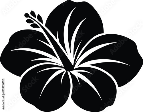 Hibiscus flower silhouette, hibiscus flower outline, floral line art, tropical blossom drawing