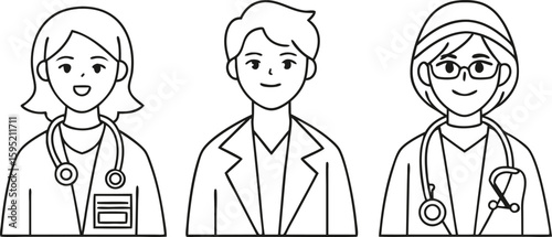 Medical professionals with stethoscopes doctor nurse