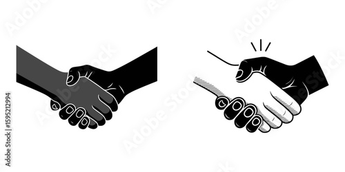 handshake vector illustration, handshake icon vector illustration, Hand shake icon logo design, Handshake of two men, businessman and worker. Historic handshake silhouette vector art illustration, Two