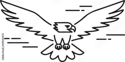 eagle line-art vector icon, symbol of eagle illustration, eagle outlined silhouette logotype vector icon.